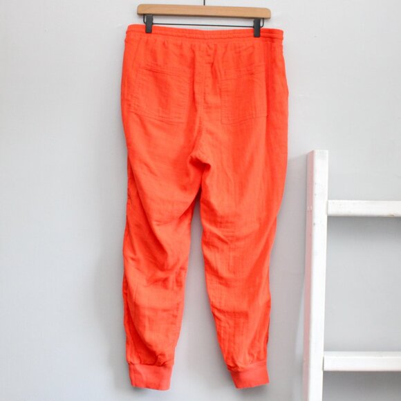 Old Navy Women's Orange Sunset Flame Cotton Gauze Drawstring Pants Size Large - Picture 2 of 6